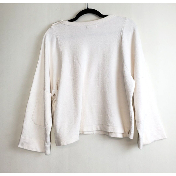 MADEWELL Womens Small Top Long Sleeve IVORY Cream Shoulder Button Elbow Patches - Picture 4 of 11